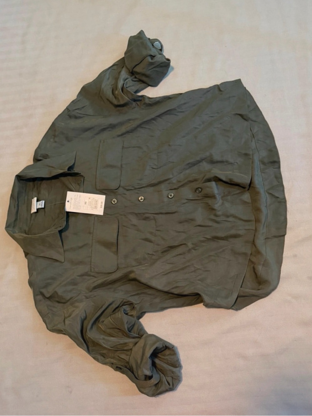 Women’s Olive Green Button-Up Jacket Shirt